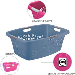 Produktbild für Wäschekorb Rotho Flowers, blau, mit 4 Griffen