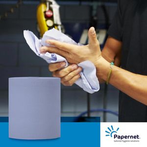 Produktbild für Putztuchrolle Papernet 416621, aus Recyclingpapier, blau