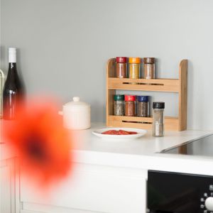 Produktbild für Gewürzregal Relaxdays 10021554, braun, mit 2 Etagen