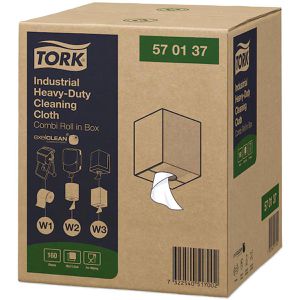 Produktbild für Putztuchrolle Tork Industrie, W1/W2/W3, aus Zellstoff, weiß