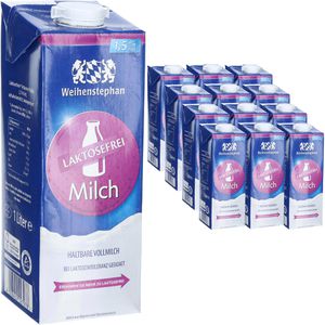 Weihenstephan Milch laktosefreie H-Milch 1,5% Fett, je 1 Liter, 12 Stück