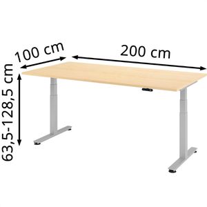 Produktbild für Schreibtisch Hammerbacher XDSM 2E, ahorn / silber