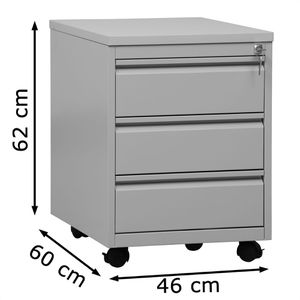 Produktbild für Rollcontainer G-Office MPG/3.6, aus Metall, lichtgrau