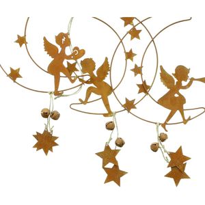Produktbild für Weihnachtsdeko Frank-Flechtwaren Engel auf Mond, 3 Stück