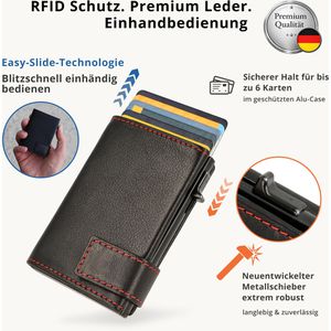 Produktbild für Kreditkartenetui SecWal Echt Leder, schwarz/rot, für 10 Karten