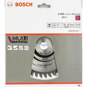 Bosch Kreissägeblatt Böttcher 160 Zähne, Kunststoff, Material, 2608640503, x Metall Multi Holz, – für 20mm, AG 42