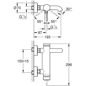 Produktbild für Badewannenarmatur GROHE Essence, 33624001, aus Messing