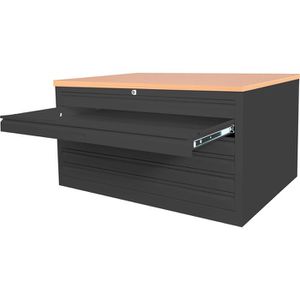 Produktbild für Planschrank Lüllmann 565119, schwarz / buche, DIN A1