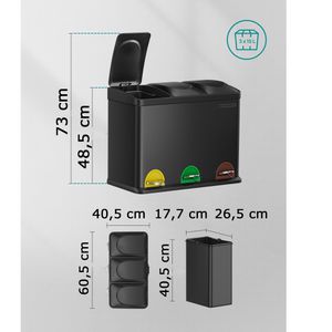 Produktbild für Mülleimer Songmics LTB45B, tintenschwarz