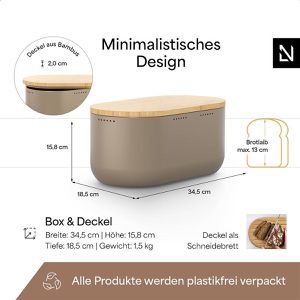 Produktbild für Brotkasten LARS-NYSØM Aegte Taupe Brown, Stahl / Bambus