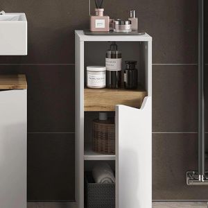 Produktbild für Badschrank Vicco Marelle, mit 4 Füßen, weiß / artisan eiche