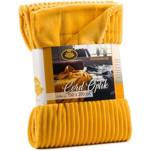 Produktbild für Kuscheldecke Gözze Cord Optik, 40067-16, senf