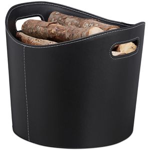 Kaminholzkorb Relaxdays 10028790 L, schwarz