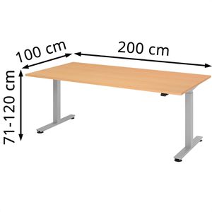 Produktbild für Schreibtisch Hammerbacher XMST 2E, buche / silber