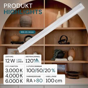 Produktbild für LED-Unterbauleuchte Luxula LX300322, warm- bis tageslichtweiß