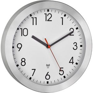 Produktbild für Wanduhr TFA 60.3546.02, Aluminium, analog, Funkuhr