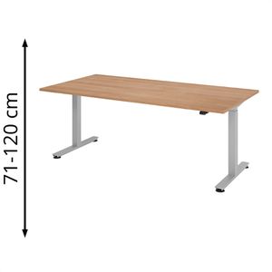 Schreibtisch Hammerbacher XMST 2E, nussbaum/silber