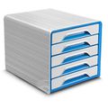 Schubladenbox cep 7-111 G, Smoove Gloss, A4 Kunststoff, 5 Fächer, geschlossen, blau / weiß