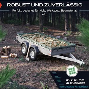 TRIBURG Anhängernetz 3 x 4m, mit Spanngummi, Eckmarkierungen, grün –  Böttcher AG