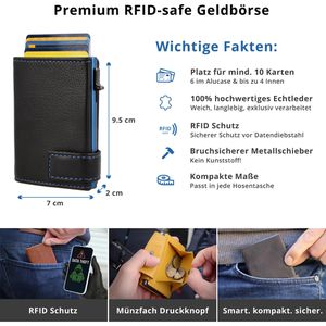 Produktbild für Kreditkartenetui SecWal Echt Leder blau/schwarz, für 10 Karten