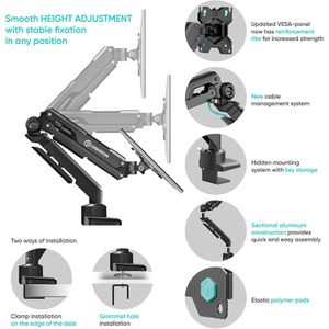 Produktbild für Monitorhalterung Onkron G90-B, VESA 75x75 &amp; 100x100 mm