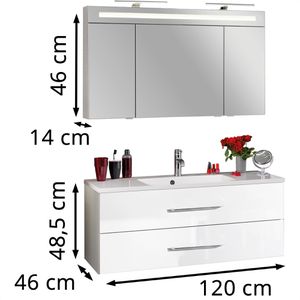 Produktbild für Waschtisch Fackelmann B.clever, mit Spiegelschrank, weiß