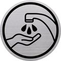 Hinweisschild Helit H62722, the badge, Edelstahl Ø 11,5 cm, Hände waschen