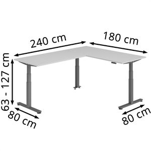 Produktbild für Schreibtisch Hammerbacher XDSMW, lichtgrau / graphit