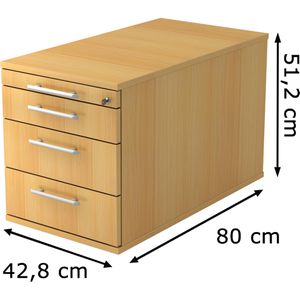 Produktbild für Rollcontainer Hammerbacher H-Serie, aus Holz, buche