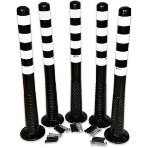 Produktbild für Absperrpfosten UvV Flex Ecoline 100, schwarz/weiß, Kunststoff