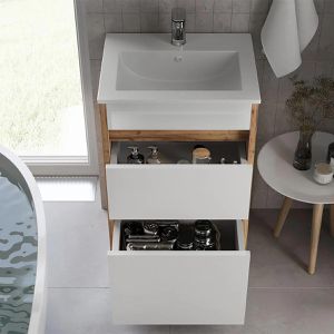 Produktbild für Waschtisch Vicco Detmold, stehend, goldkraft eiche / weiß