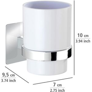 Produktbild für Zahnputzbecher Wenko Quadro Turbo-Loc, weiß, aus Kunststoff