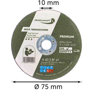Produktbild für Trennscheibe Prodiamant Premium INOX, Bohrungs-Ø 10 mm