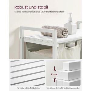 Produktbild für Wäschekorb Vasagle BLH201W01, weiß, 2 Fächer