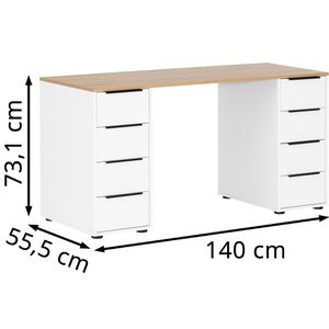 Produktbild für Schreibtisch Möbelpartner Elma, eiche / mattweiß