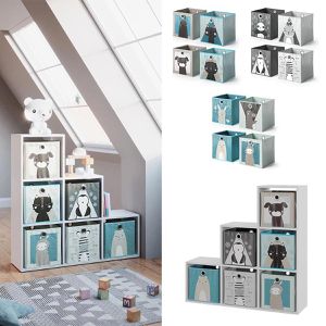 Produktbild für Bücherregal Vicco 50502, weiß, mit 6 Faltboxen