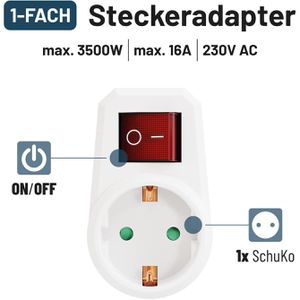 Produktbild für Steckdosenadapter Greate weiß, mit Schalter