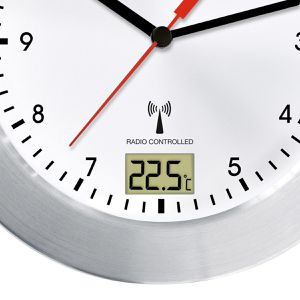 Produktbild für Wanduhr Bresser MyTime Bath, Aluminium, analog, Funkuhr
