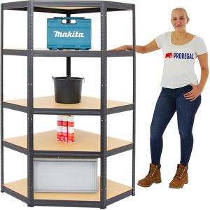 Produktbild für Schwerlastregal PROREGAL Slim Elephant, 5 Holzböden