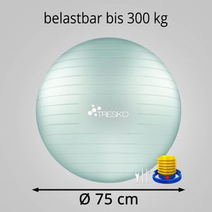 Produktbild für Gymnastikball Tresko Anti-Burst, mit Luftpumpe