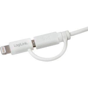 Produktbild für Ladekabel LogiLink CU0118, 2in1, weiß, 1m