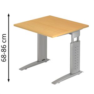 Produktbild für Schreibtisch Hammerbacher U-Serie, buche / silber