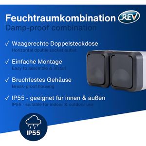 Produktbild für Steckdose REV-Ritter AquaStorm, IP55, Aufputz