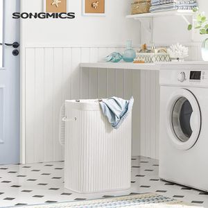 Produktbild für Wäschekorb Songmics LCB010W01, weiß, mit Deckel