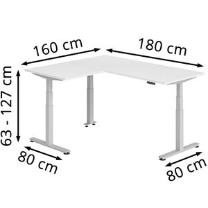 Produktbild für Schreibtisch Hammerbacher XDSMW, weiß / silber