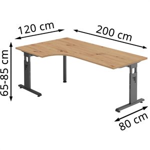 Produktbild für Schreibtisch Hammerbacher O-Serie, asteiche / graphit