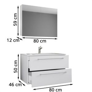 Produktbild für Waschtisch VCM Badinos, mit Spiegelschrank, weiß