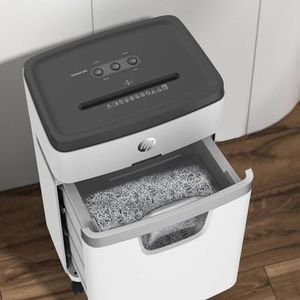 Produktbild für Aktenvernichter HP 2806 OneShred 12MC, weiß, mit Rollen
