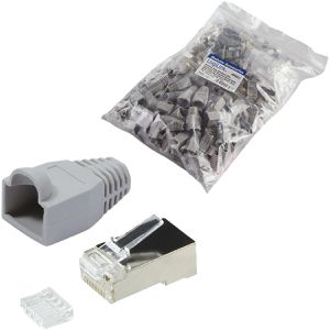 Produktbild für Modularstecker LogiLink MP0021, graue Tülle, Cat.6/7, RJ45