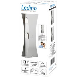 Produktbild für Gartensteckdose Ledino Connect D4A, silber, anschraubbar
